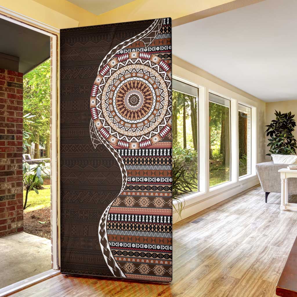 Fijian Masi Tribal Tattoos Art Pattern Door Cover Brown Color Half Style - Polynesian Pride