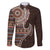 Fijian Masi Tribal Tattoos Art Pattern Family Matching Short Sleeve Bodycon Dress and Hawaiian Shirt Brown Color Half Style - Polynesian Pride