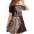 Fijian Masi Tribal Tattoos Art Pattern Family Matching Tank Maxi Dress and Hawaiian Shirt Brown Color Half Style - Polynesian Pride