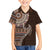 Fijian Masi Tribal Tattoos Art Pattern Family Matching Tank Maxi Dress and Hawaiian Shirt Brown Color Half Style - Polynesian Pride