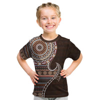 Fijian Masi Tribal Tattoos Art Pattern Kid T Shirt Brown Color Half Style - Polynesian Pride