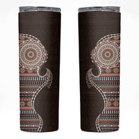 Fijian Masi Tribal Tattoos Art Pattern Skinny Tumbler Brown Color Half Style - Polynesian Pride