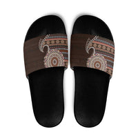 Fijian Masi Tribal Tattoos Art Pattern Slide Sandals Brown Color Half Style - Polynesian Pride
