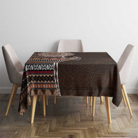 Fijian Masi Tribal Tattoos Art Pattern Tablecloth Brown Color Half Style - Polynesian Pride