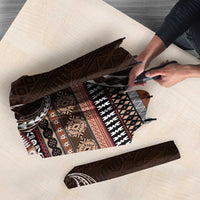 Fijian Masi Tribal Tattoos Art Pattern Umbrella Brown Color Half Style - Polynesian Pride