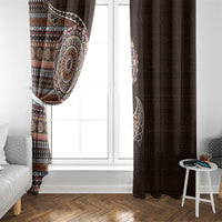 Fijian Masi Tribal Tattoos Art Pattern Window Curtain Brown Color Half Style - Polynesian Pride