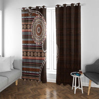 Fijian Masi Tribal Tattoos Art Pattern Window Curtain Brown Color Half Style - Polynesian Pride