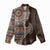 Fijian Masi Tribal Tattoos Art Pattern Women Casual Shirt Brown Color Half Style - Polynesian Pride