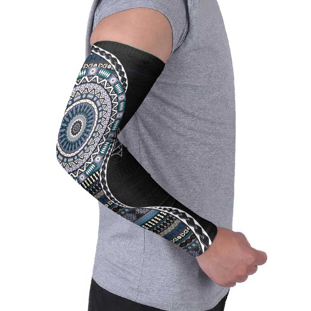 Fijian Masi Tribal Tattoos Art Pattern Arm Sleeves Navy Color Half Style - Polynesian Pride