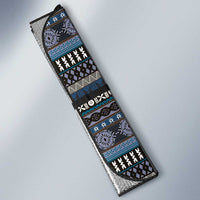 Fijian Masi Tribal Tattoos Art Pattern Auto Sun Shade Navy Color Half Style - Polynesian Pride