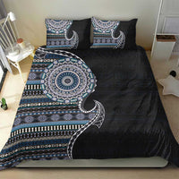 Fijian Masi Tribal Tattoos Art Pattern Bedding Set Navy Color Half Style - Polynesian Pride