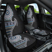 Fijian Masi Tribal Tattoos Art Pattern Car Seat Cover Navy Color Half Style - Polynesian Pride