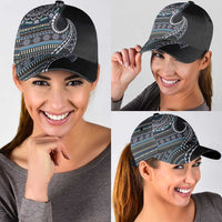 Fijian Masi Tribal Tattoos Art Pattern Classic Cap Navy Color Half Style - Polynesian Pride