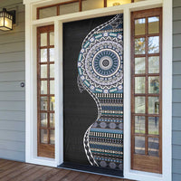 Fijian Masi Tribal Tattoos Art Pattern Door Cover Navy Color Half Style - Polynesian Pride