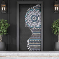Fijian Masi Tribal Tattoos Art Pattern Door Cover Navy Color Half Style - Polynesian Pride