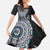 Fijian Masi Tribal Tattoos Art Pattern Family Matching Off Shoulder Maxi Dress and Hawaiian Shirt Navy Color Half Style - Polynesian Pride