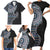 Fijian Masi Tribal Tattoos Art Pattern Family Matching Short Sleeve Bodycon Dress and Hawaiian Shirt Navy Color Half Style - Polynesian Pride