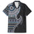 Fijian Masi Tribal Tattoos Art Pattern Family Matching Short Sleeve Bodycon Dress and Hawaiian Shirt Navy Color Half Style - Polynesian Pride