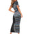 Fijian Masi Tribal Tattoos Art Pattern Family Matching Short Sleeve Bodycon Dress and Hawaiian Shirt Navy Color Half Style - Polynesian Pride