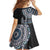 Fijian Masi Tribal Tattoos Art Pattern Family Matching Tank Maxi Dress and Hawaiian Shirt Navy Color Half Style - Polynesian Pride