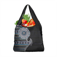Fijian Masi Tribal Tattoos Art Pattern Grocery Bag Navy Color Half Style - Polynesian Pride