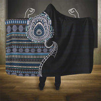 Fijian Masi Tribal Tattoos Art Pattern Hooded Blanket Navy Color Half Style - Polynesian Pride