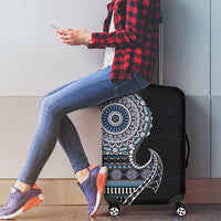 Fijian Masi Tribal Tattoos Art Pattern Luggage Cover Navy Color Half Style - Polynesian Pride