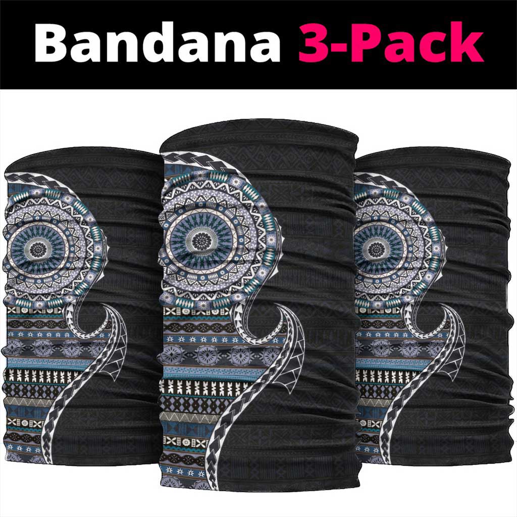 Fijian Masi Tribal Tattoos Art Pattern Neck Gaiter Navy Color Half Style LT03