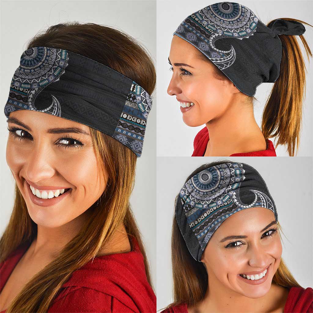 Fijian Masi Tribal Tattoos Art Pattern Neck Gaiter Navy Color Half Style LT03