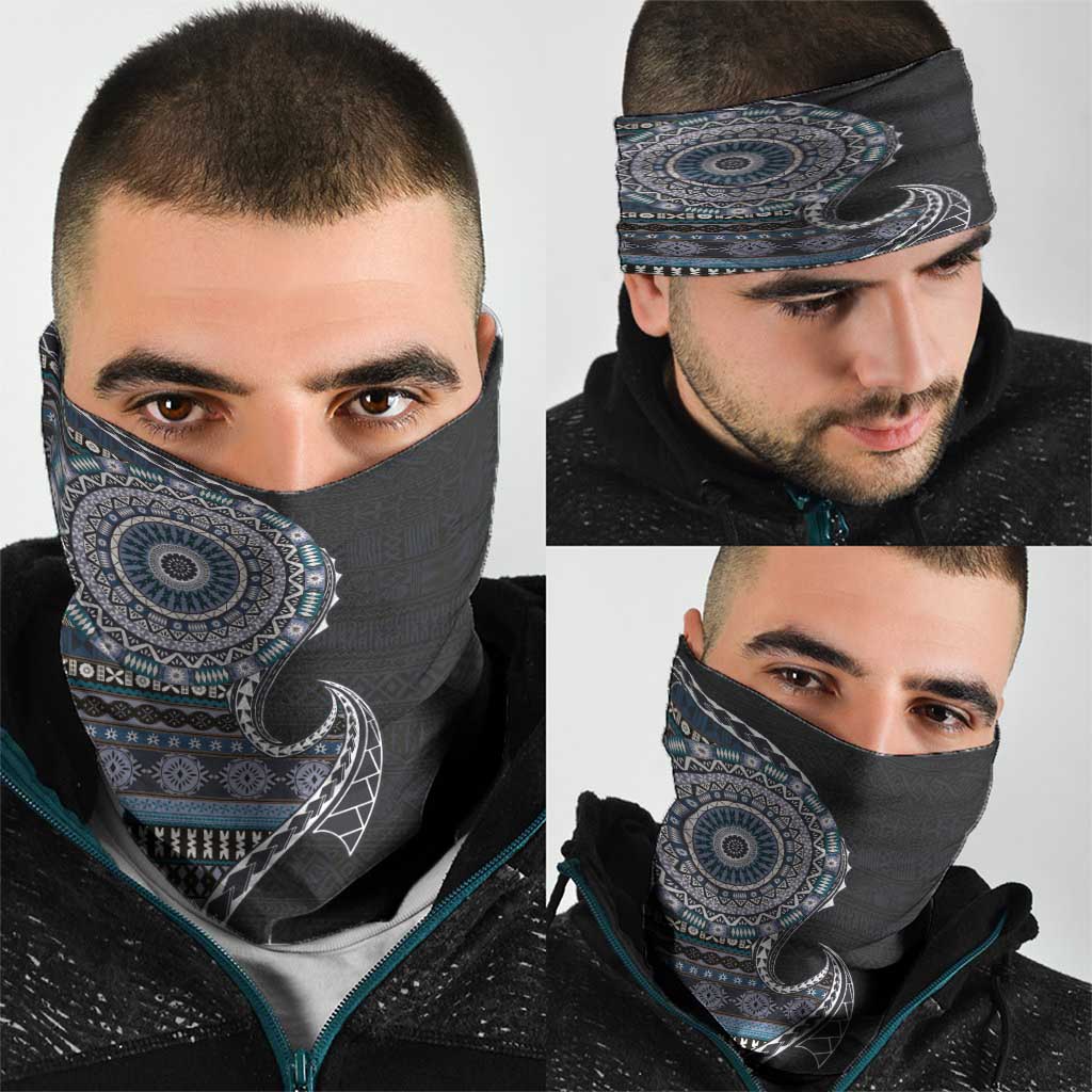Fijian Masi Tribal Tattoos Art Pattern Neck Gaiter Navy Color Half Style LT03