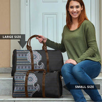 Fijian Masi Tribal Tattoos Art Pattern Travel Bag Navy Color Half Style - Polynesian Pride