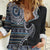 Fijian Masi Tribal Tattoos Art Pattern Women Casual Shirt Navy Color Half Style - Polynesian Pride