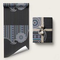 Fijian Masi Tribal Tattoos Art Pattern Wrapping Paper Navy Color Half Style - Polynesian Pride
