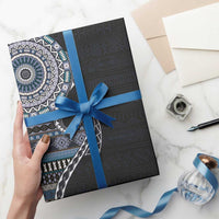 Fijian Masi Tribal Tattoos Art Pattern Wrapping Paper Navy Color Half Style - Polynesian Pride