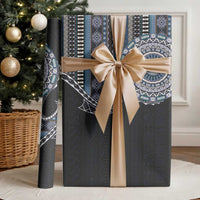 Fijian Masi Tribal Tattoos Art Pattern Wrapping Paper Navy Color Half Style - Polynesian Pride