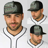 Fijian Masi Tribal Tattoos Art Pattern Baseball Net Cap Green Color Half Style - Polynesian Pride