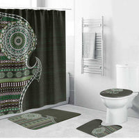 Fijian Masi Tribal Tattoos Art Pattern Bathroom Set Green Color Half Style - Polynesian Pride