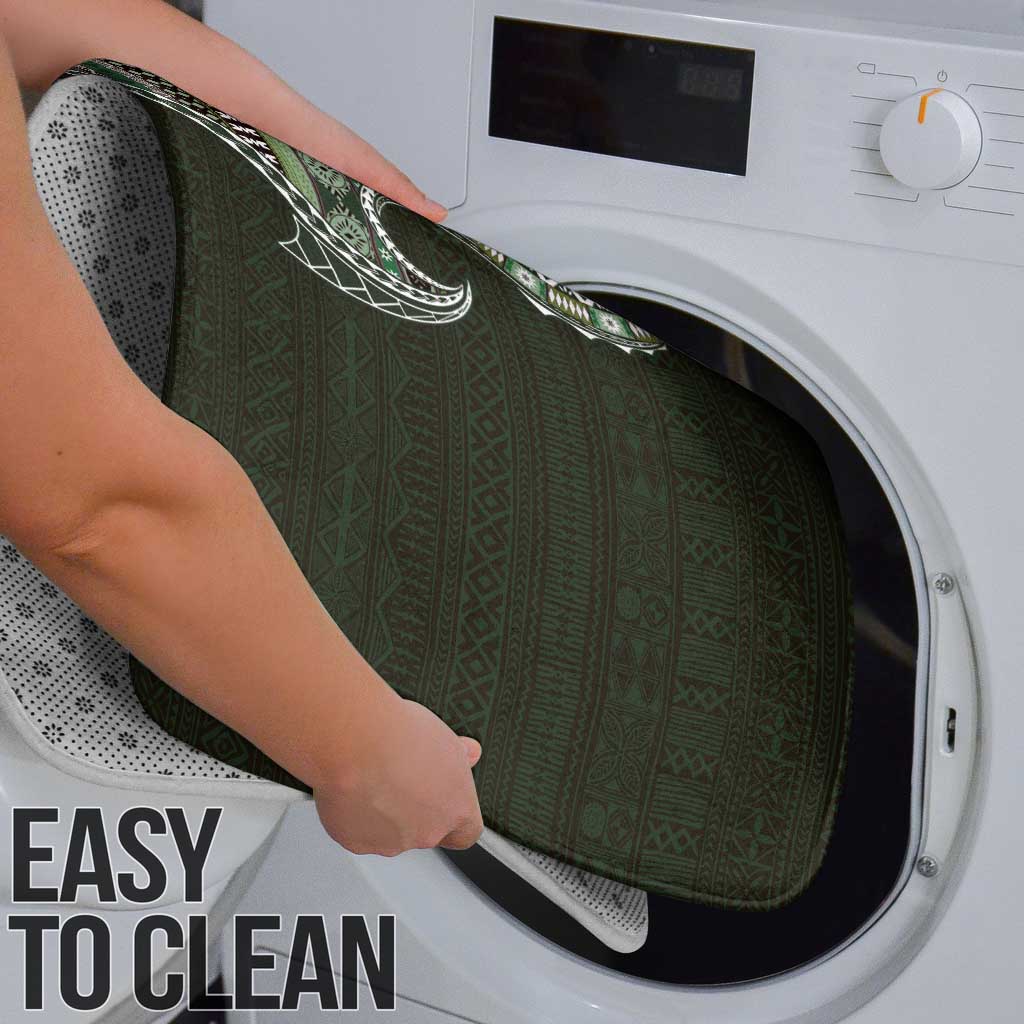 Fijian Masi Tribal Tattoos Art Pattern Bathroom Set Green Color Half Style - Polynesian Pride