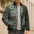 Fijian Masi Tribal Tattoos Art Pattern Bomber Puffer Jacket Green Color Half Style - Polynesian Pride