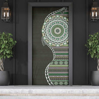 Fijian Masi Tribal Tattoos Art Pattern Door Cover Green Color Half Style - Polynesian Pride