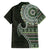 Fijian Masi Tribal Tattoos Art Pattern Family Matching Long Sleeve Bodycon Dress and Hawaiian Shirt Green Color Half Style - Polynesian Pride