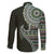 Fijian Masi Tribal Tattoos Art Pattern Family Matching Long Sleeve Bodycon Dress and Hawaiian Shirt Green Color Half Style - Polynesian Pride