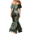 Fijian Masi Tribal Tattoos Art Pattern Family Matching Mermaid Dress and Hawaiian Shirt Green Color Half Style - Polynesian Pride