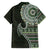 Fijian Masi Tribal Tattoos Art Pattern Family Matching Short Sleeve Bodycon Dress and Hawaiian Shirt Green Color Half Style - Polynesian Pride