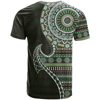 Fijian Masi Tribal Tattoos Art Pattern T Shirt Green Color Half Style - Polynesian Pride