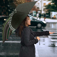 Fijian Masi Tribal Tattoos Art Pattern Umbrella Green Color Half Style - Polynesian Pride