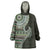 Fijian Masi Tribal Tattoos Art Pattern Wearable Blanket Hoodie Green Color Half Style - Polynesian Pride