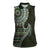 Fijian Masi Tribal Tattoos Art Pattern Women Sleeveless Polo Shirt Green Color Half Style - Polynesian Pride