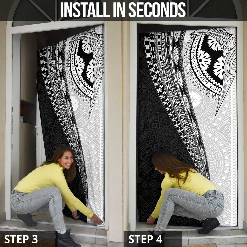 Fijian Masi Tattoos Door Cover with Tapa Tribal Pattern - Polynesian Pride