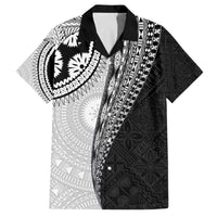 Fijian Masi Tattoos Family Matching Off The Shoulder Long Sleeve Dress and Hawaiian Shirt with Tapa Tribal Pattern LT03 Dad's Shirt - Short Sleeve White - Polynesian Pride